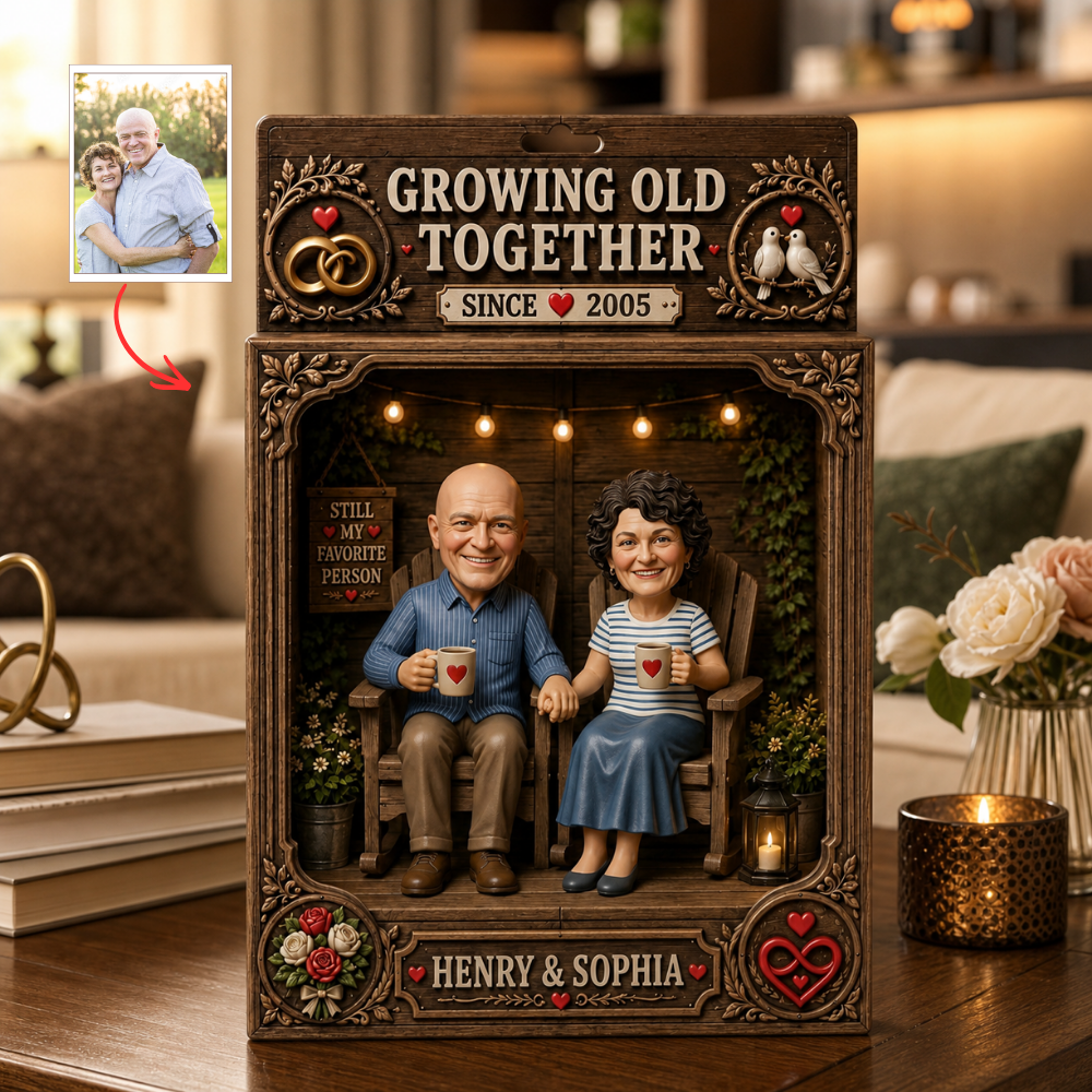Custom Growing Old Together Photo Plaque - Personalized Wedding Anniversary Gift