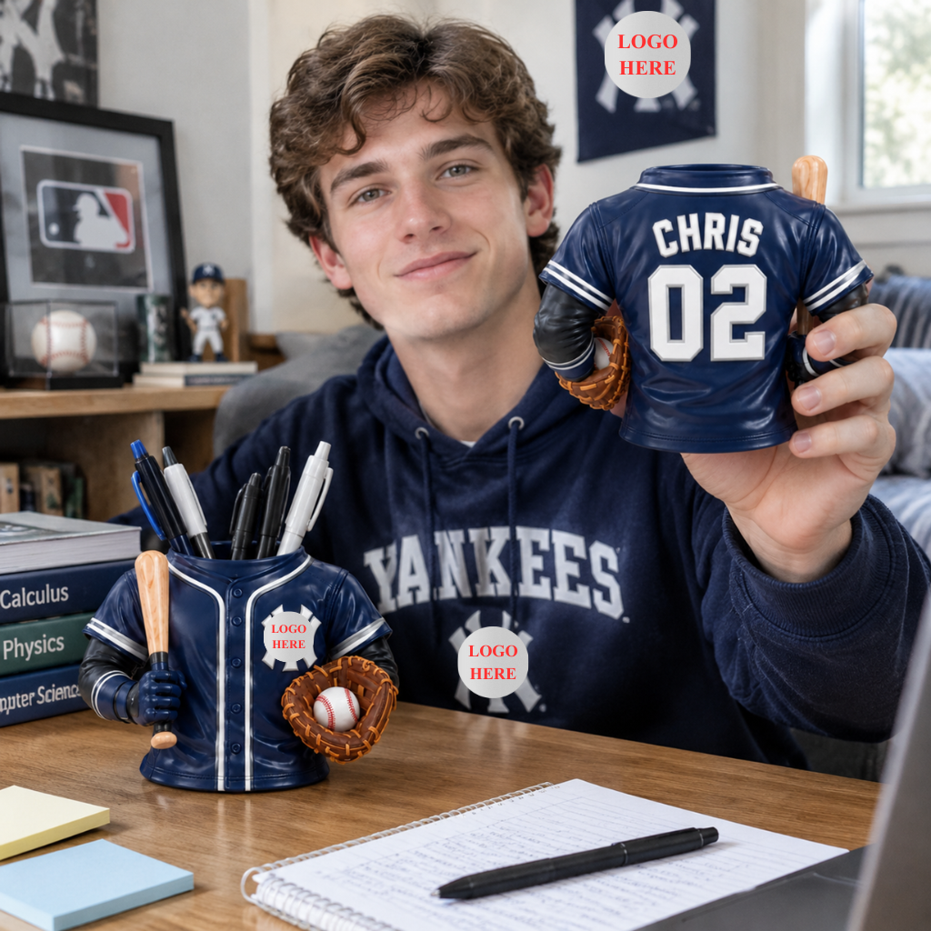 Custom Baseball Jersey Pen Holder With Name and Number, Personalized Desk Organizer, Baseball Fan Office Decor, Unique Gift for Baseball Lovers hn20102026