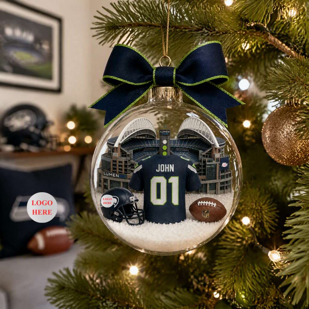Custom Name Football Christmas Ornament, Personalized Sports Tree Decoration, Gift for Football Fans hn19082026