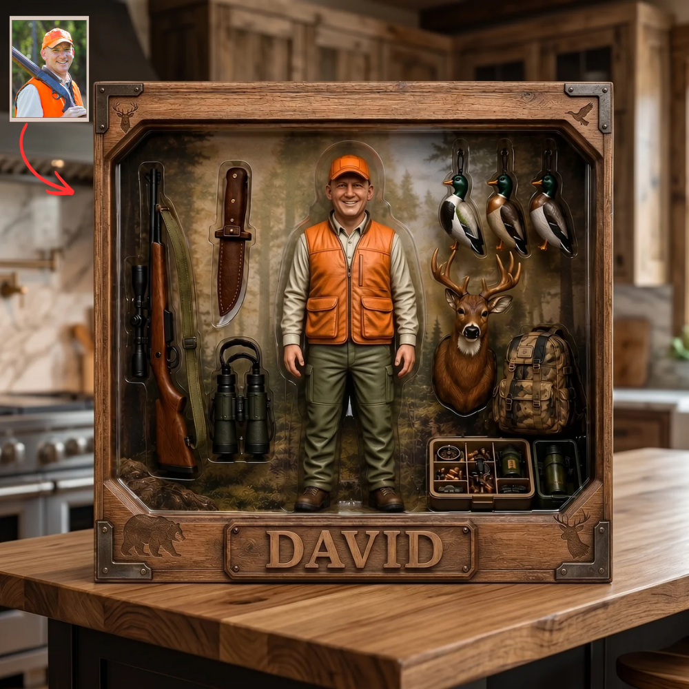 Custom Hunting Dad Plaque, Personalized Hunter Photo Plaque for Dad, Custom Deer Hunting Gift, Outdoor Father’s Day Keepsake, Personalized Gift for Hunting Lovers