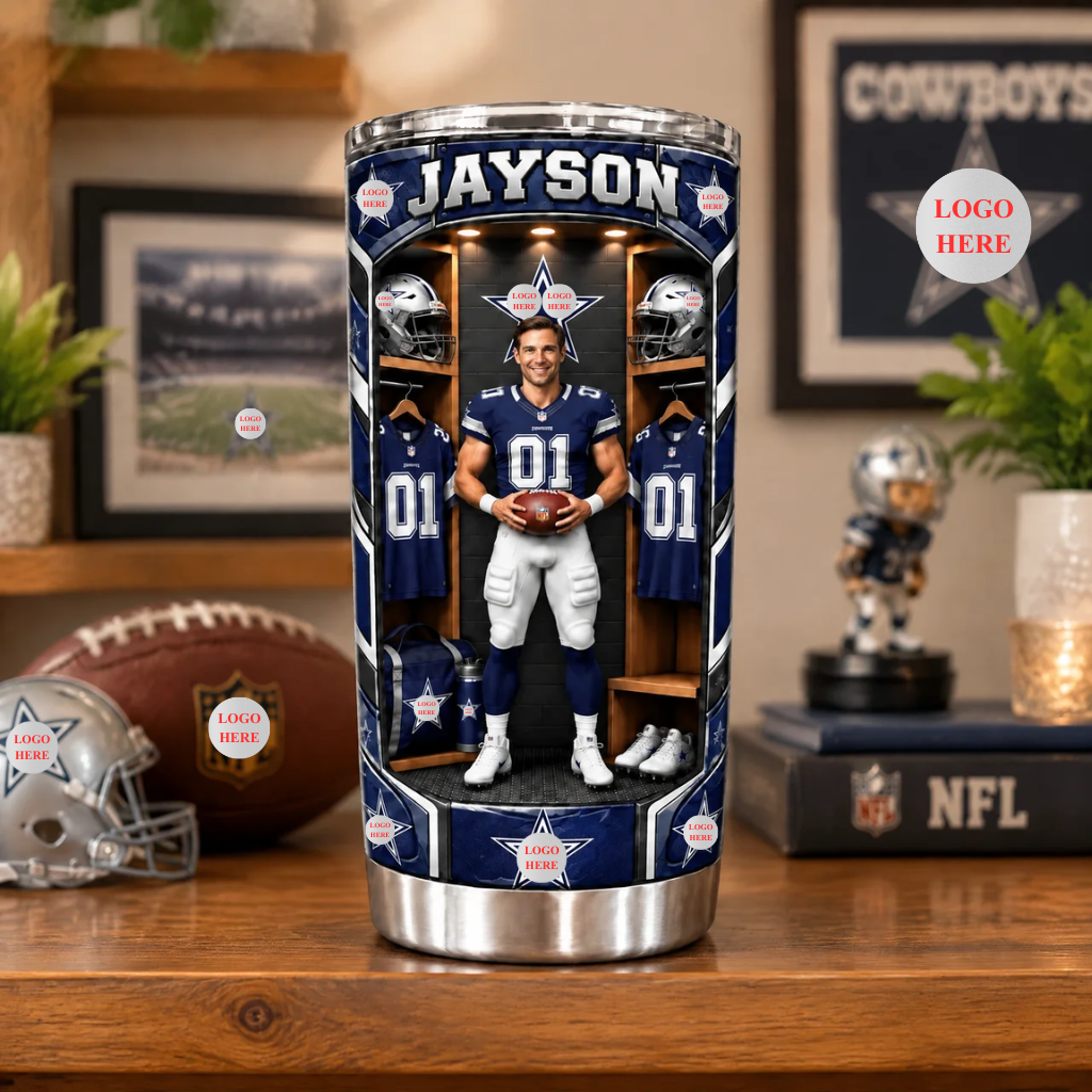 Custom Football Tumbler With Photo and Name, Personalized Football Fan Travel Cup, Gift for Football Lovers and Sports Fans hn08102026