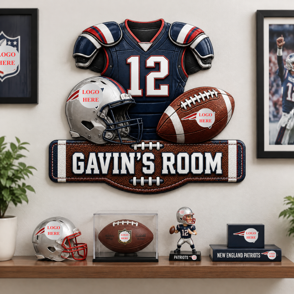 Custom Football Metal Sign With Photo and Name, Personalized Sports Wall Decor, Gift for Football Lovers and Sports Fans hn29092026