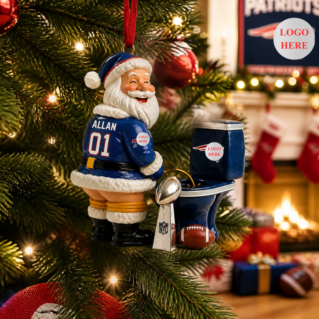 Custom Name Football Christmas Ornament, Personalized Sports Santa Decoration, Gift for Football Fans hn06082026
