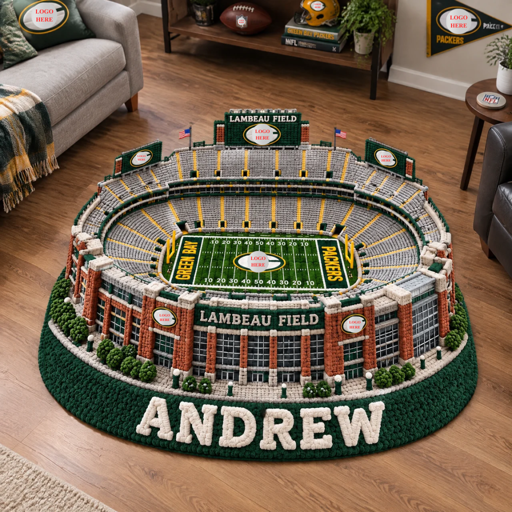 Custom Football Stadium Rug With Name, Personalized Sports Tufted Floor Decor, Gift for Football Fans, Collectors and Sports Lovers hn12102026