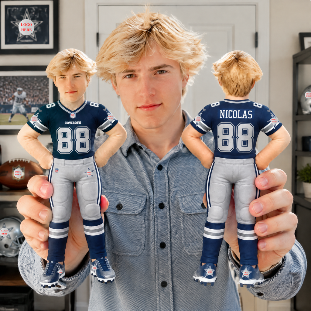 Custom Football Plush Doll With Photo and Name, Personalized Sports Character Doll, Gift for Football Fans, Players and Collectors hn13102026