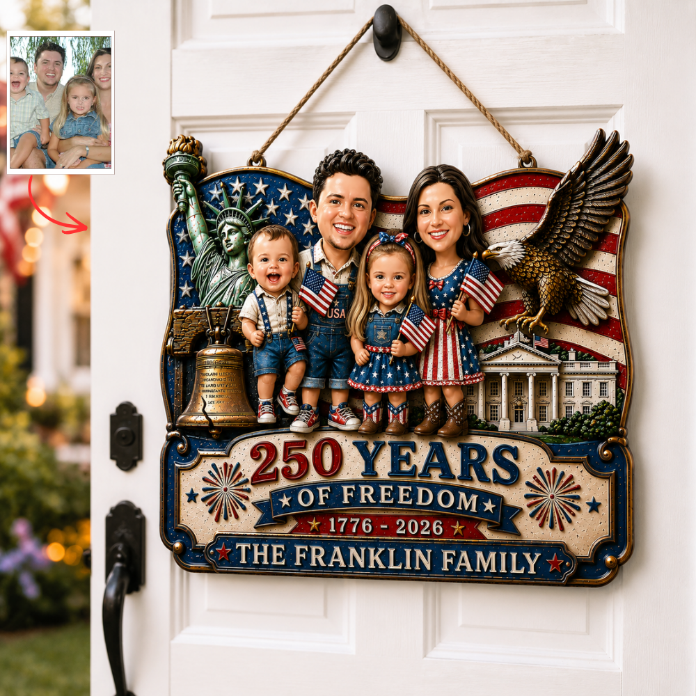 Custom Family Metal Sign, Personalized 4th Of July Door Sign, Custom Patriotic Family Decor, Independence Day Yard Sign, American Family Gift, Custom Photo Metal Plaque
