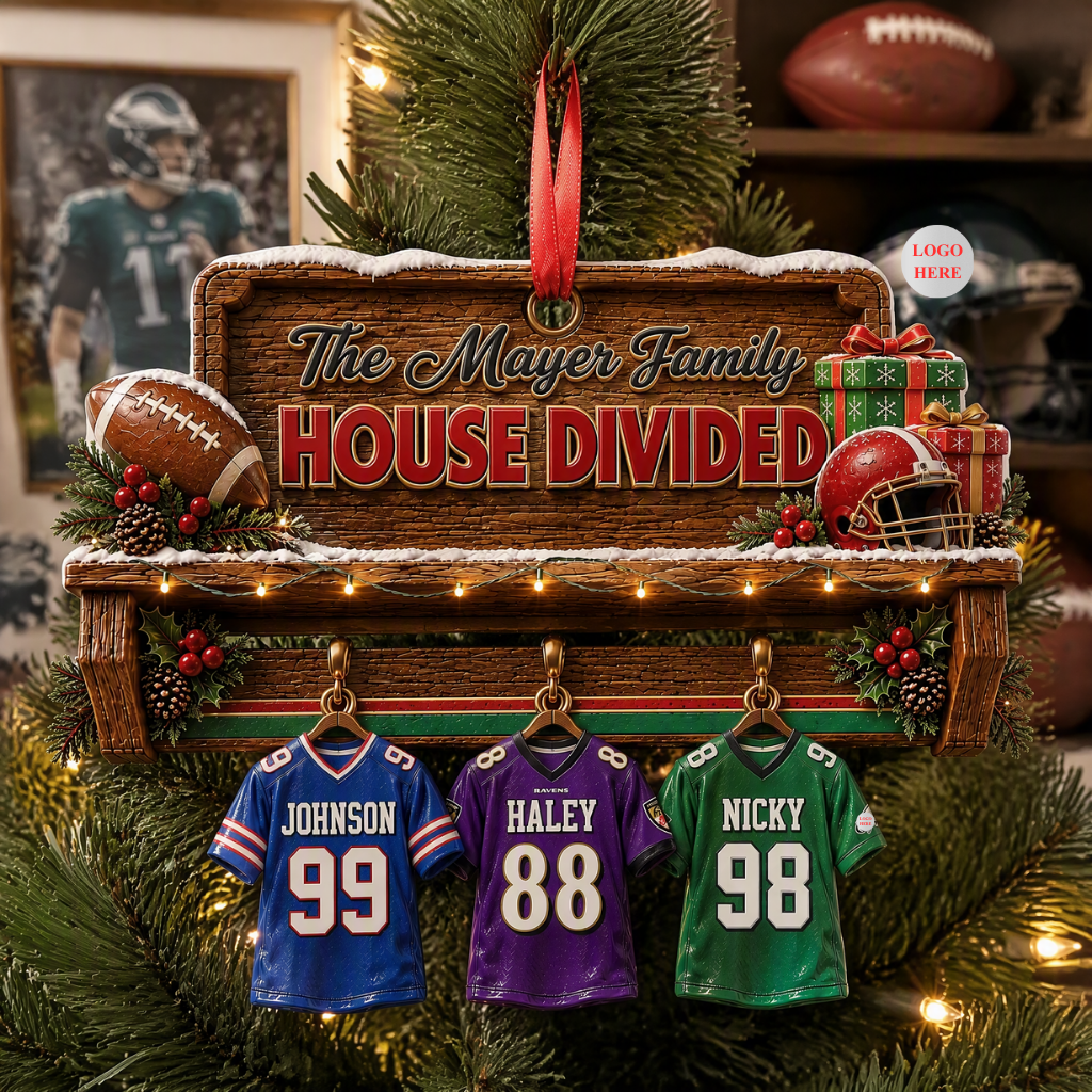Custom Name Football Jersey Christmas Ornament, Personalized Sports Tree Decoration, Gift for Football Fans hn28082026