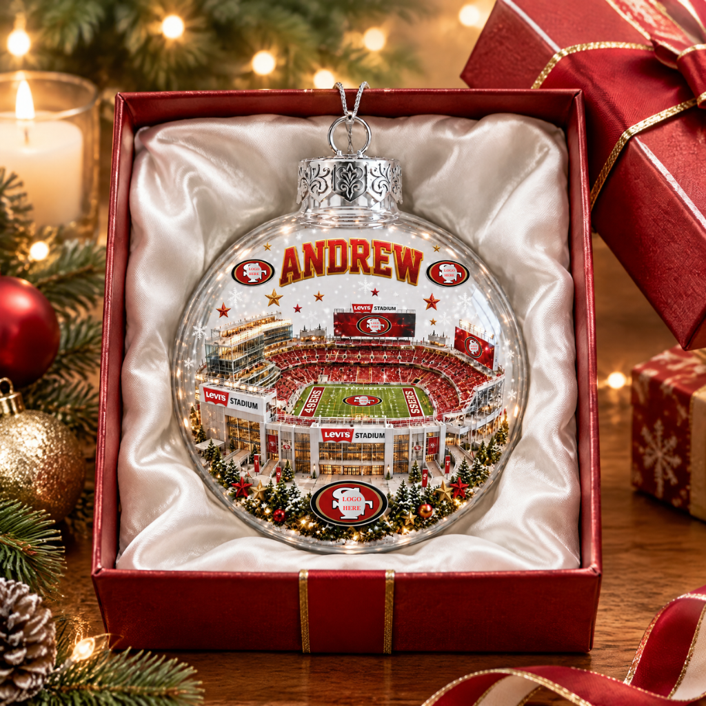 Custom Football Stadium Ornament With Name, Personalized Christmas Tree Decoration, Gift for Football Fans and Sports Lovers hn30092026