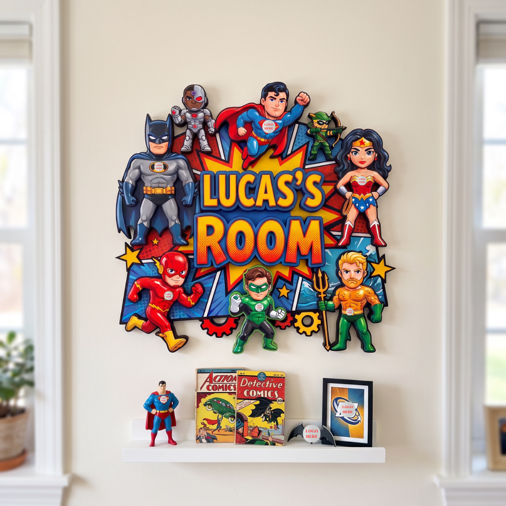 Custom Superhero Metal Sign With Name, Personalized Hero Room Wall Decor, Gift for Comic Fans and Superhero Lovers hn01102026