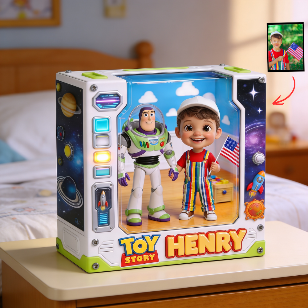 Custom Photo Plaque For Kids Personalized Cartoon Character Display Box Custom Name Acrylic Plaque Gift For Son Daughter Birthday Gift Kids Room Decor Keepsake Toy Style Gift
