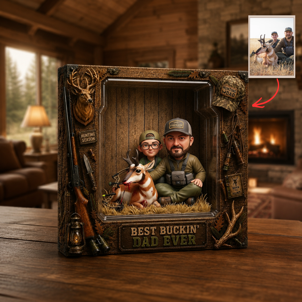 Custom Hunting Dad Photo Plaque – Personalized Hunter Gift for Dad – Best Buckin’ Dad Ever Plaque