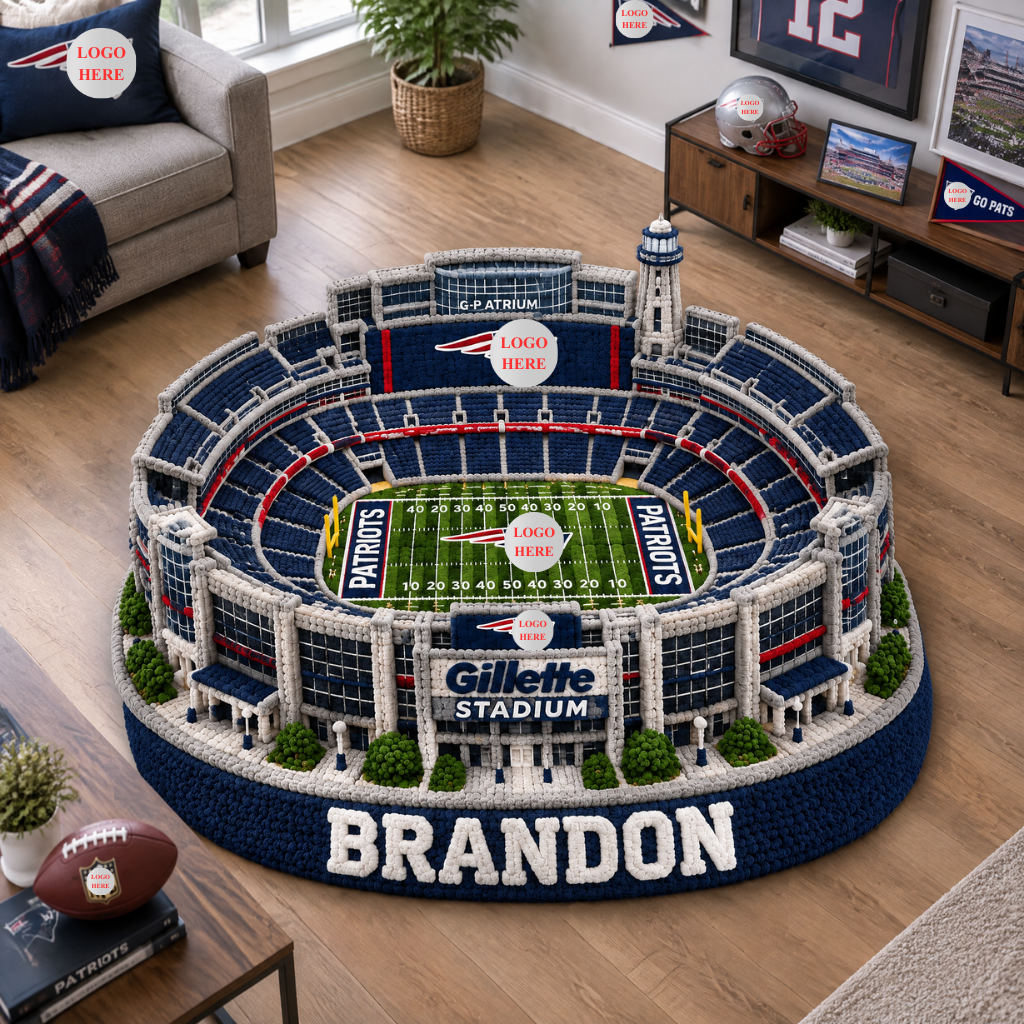 Custom Football Stadium Rug With Name, Personalized Sports Tufted Floor Decor, Gift for Football Fans, Collectors and Sports Lovers hn12102026