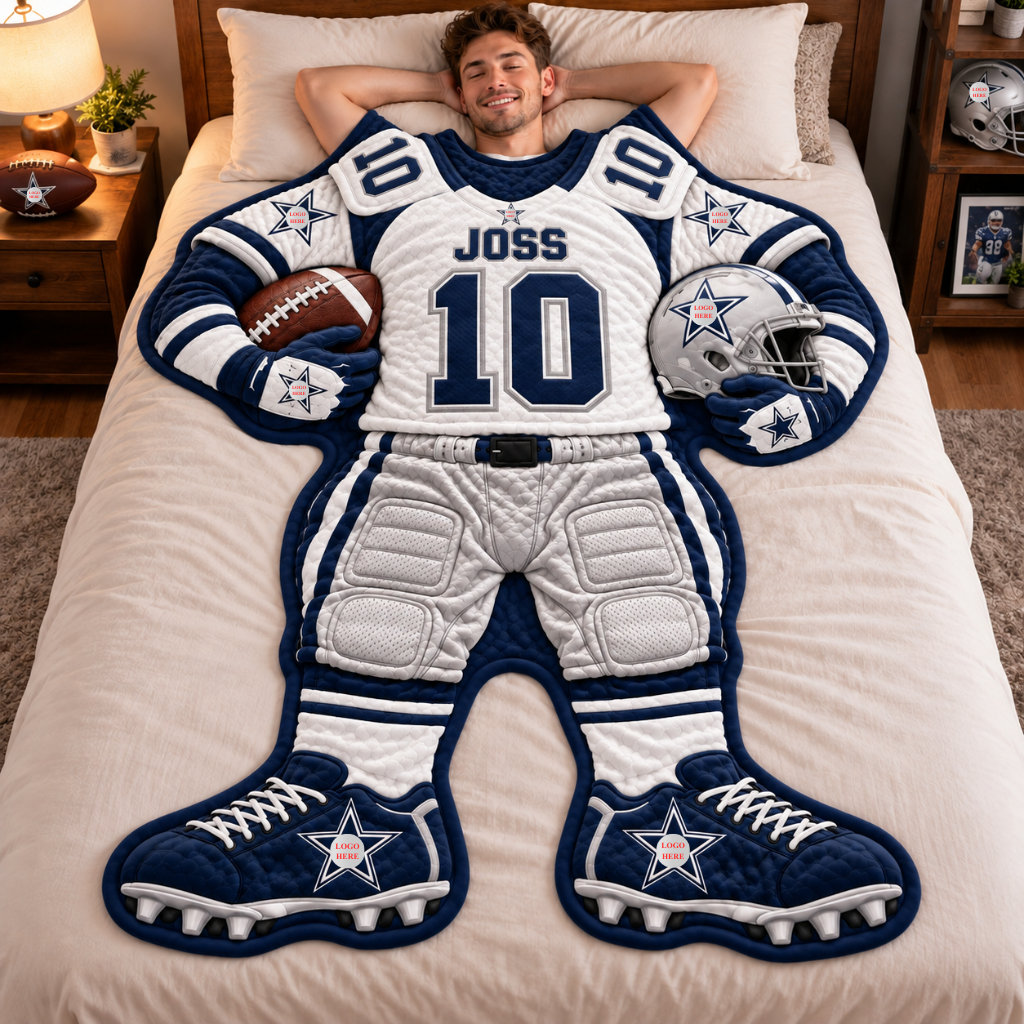 Custom Football Jersey Shape Blanket With Name, Personalized Player Uniform Throw, Sports Room Decor, Gift for Football Fans hn28102026