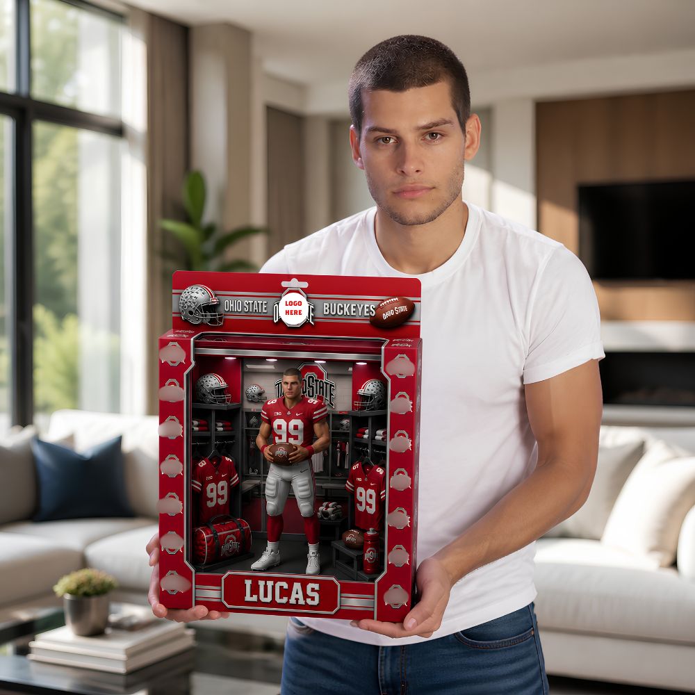 Custom Photo Varsity Football Locker Room Box Plaque - Personalized Collegiate Alumni Gift (All Campuses)