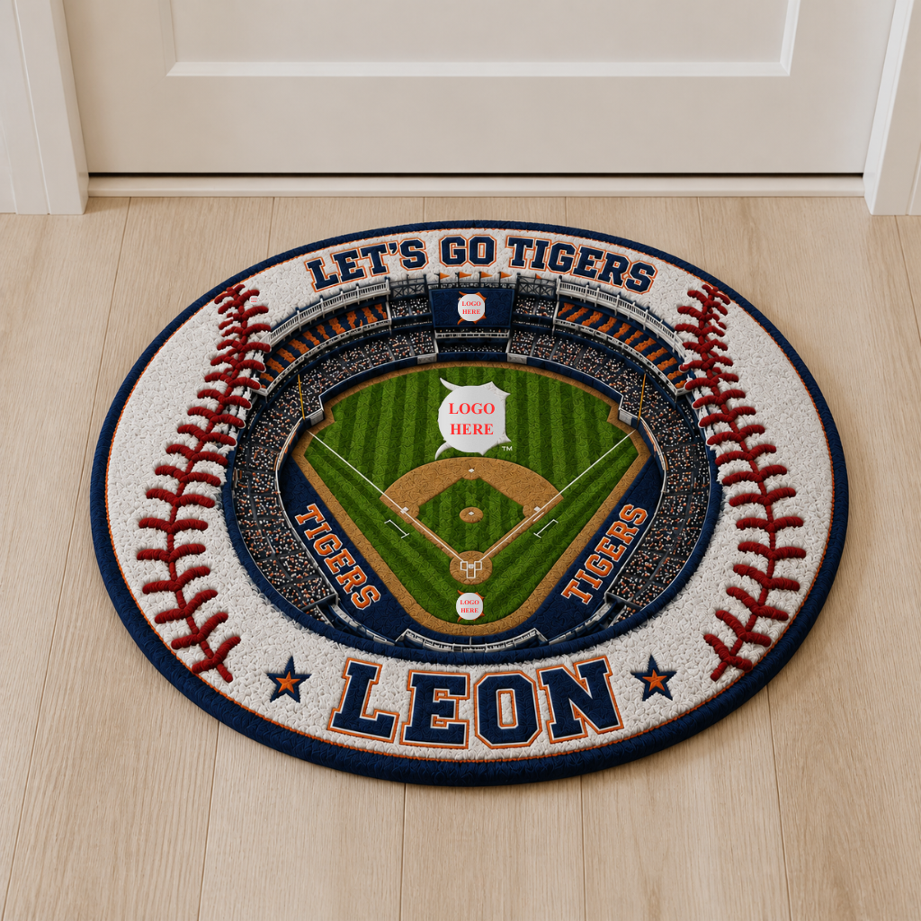 Custom Name Baseball Stadium Rug, Personalized Baseball Field Area Rug, Gift for Baseball Fans hn13082026