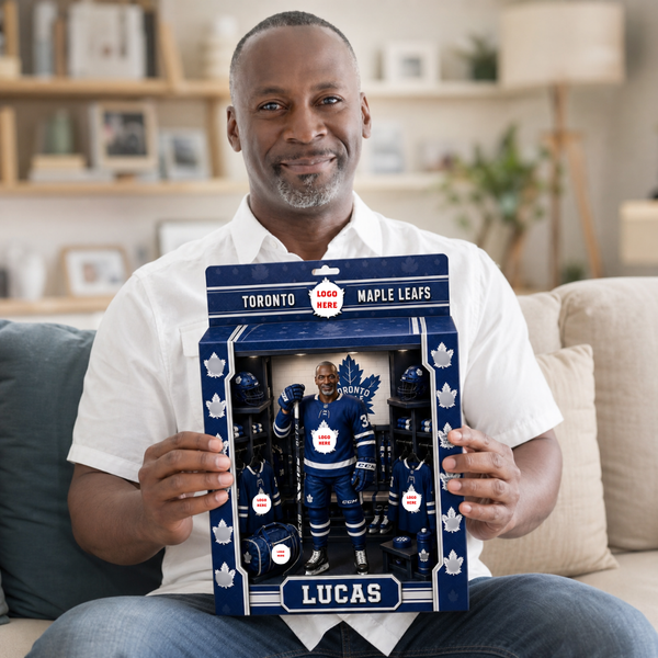 Custom Photo Pro Ice Hockey Locker Room Box Plaque - Personalized City Fan "Man Cave" Gift