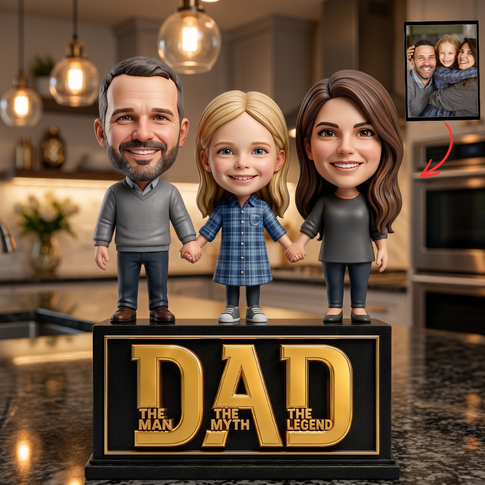 Personalized Dad Photo Plaque with Kids, Custom Family Figurine Plaque Gift for Dad, Dad The Man The Myth The Legend Keepsake, Father’s Day Gift for Father
