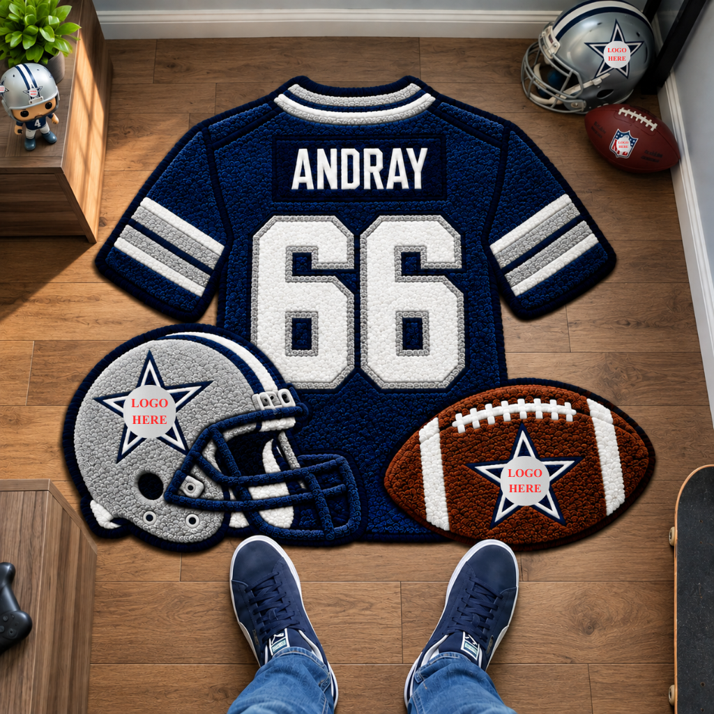 Custom Football Jersey Rug With Name and Number, Personalized Sports Room Decor, Unique Gift for Football Fans hn21102026