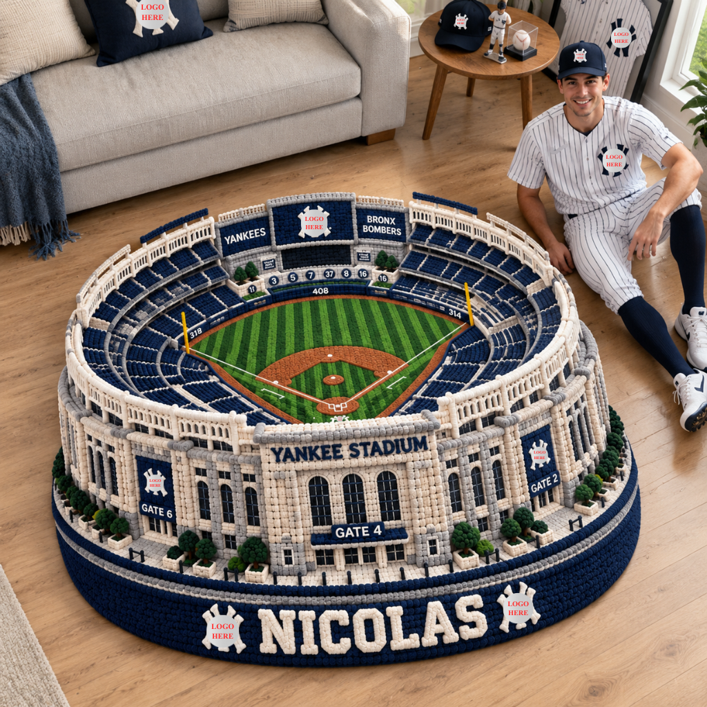Custom Baseball Stadium Rug With Name, Personalized Tufted Ballpark Floor Decor, Unique Gift for Baseball Fans and Sports Collectors hn19102026