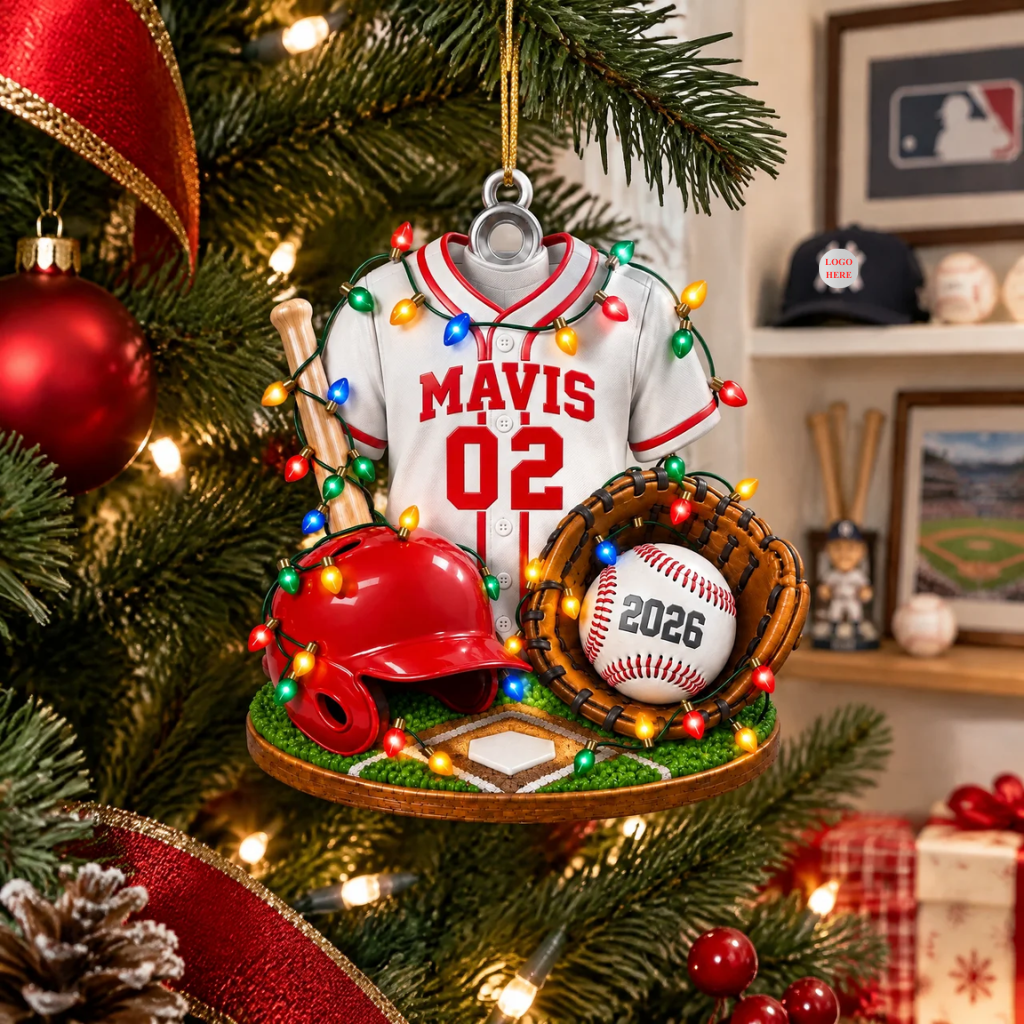 Custom Baseball Christmas Ornament With Name, Personalized Baseball Jersey Holiday Keepsake, Gift for Baseball Fans and Players hn07102026