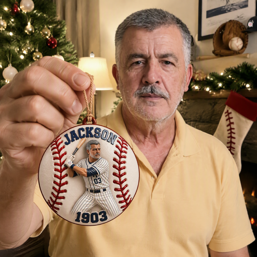 Custom Photo Name Baseball Christmas Ornament, Personalized Baseball Tree Decoration, Gift for Baseball Fans and Sports Lovers hn04092026