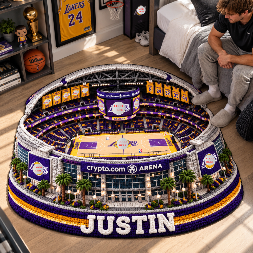 Custom Basketball Stadium Rug With Name, Personalized Tufted Arena Floor Decor, Unique Gift for Basketball Fans and Sports Collectors hn19102026