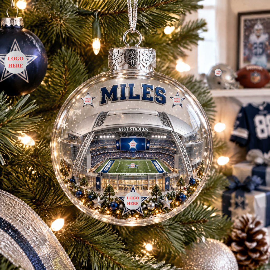 Custom Football Stadium Ornament With Name, Personalized Christmas Tree Decoration, Gift for Football Fans and Sports Lovers hn30092026