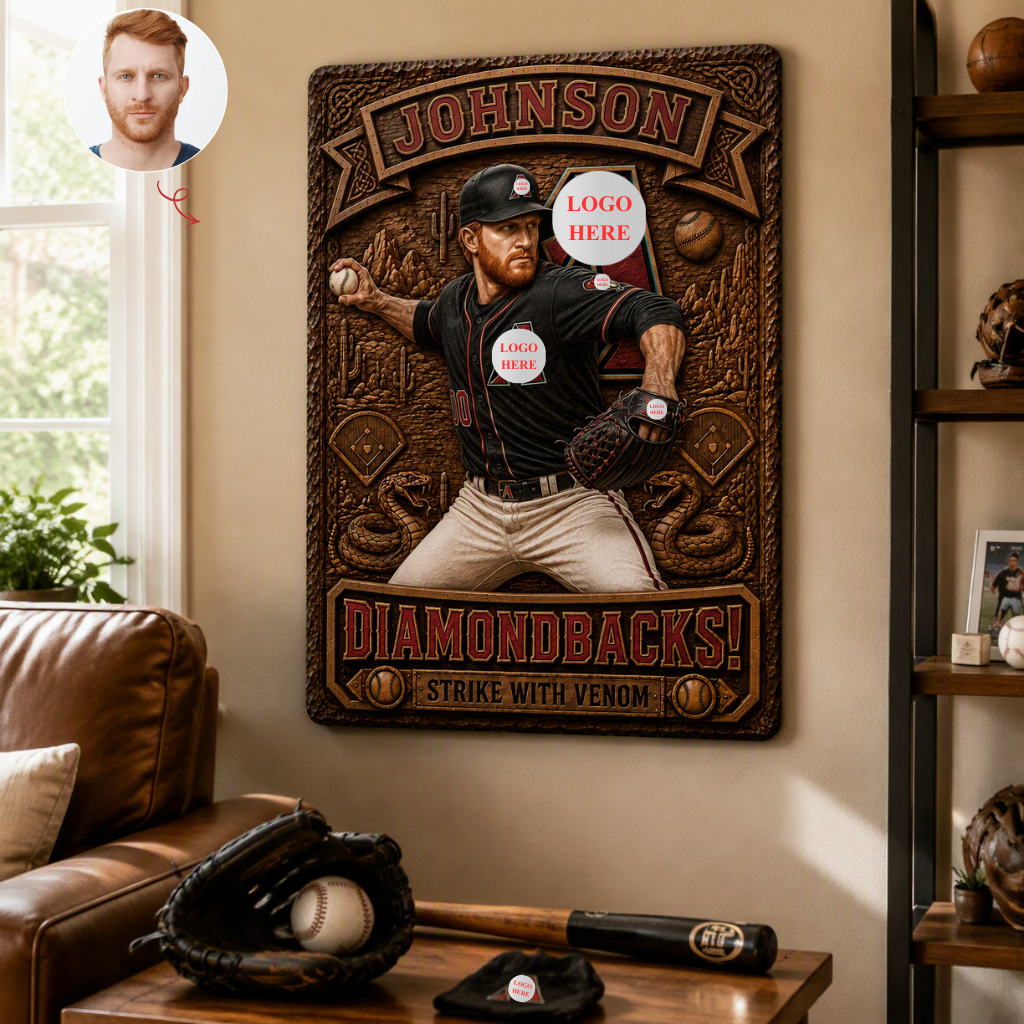 Custom Photo Name Baseball Metal Sign, Personalized Baseball Wall Decor, Gift for Baseball Fans hn24082026