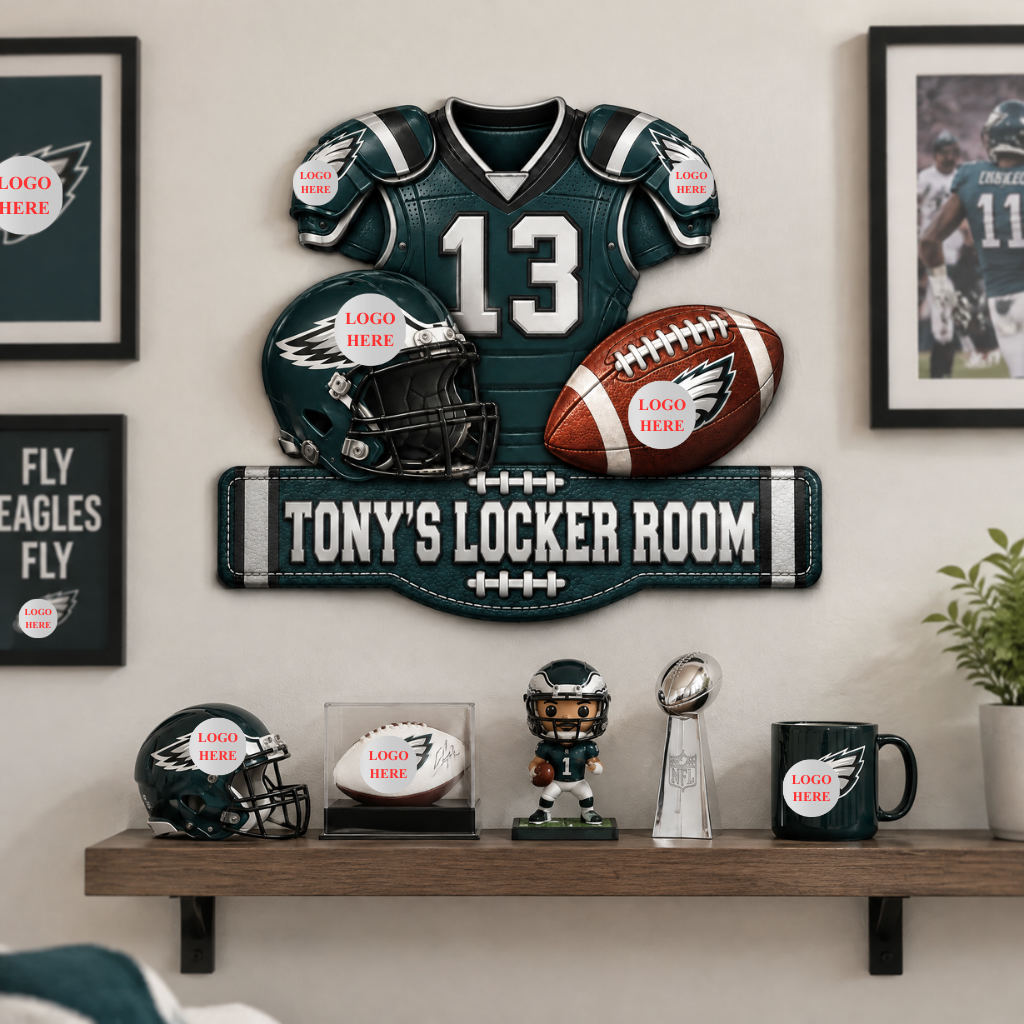 Custom Football Metal Sign With Photo and Name, Personalized Sports Wall Decor, Gift for Football Lovers and Sports Fans hn29092026