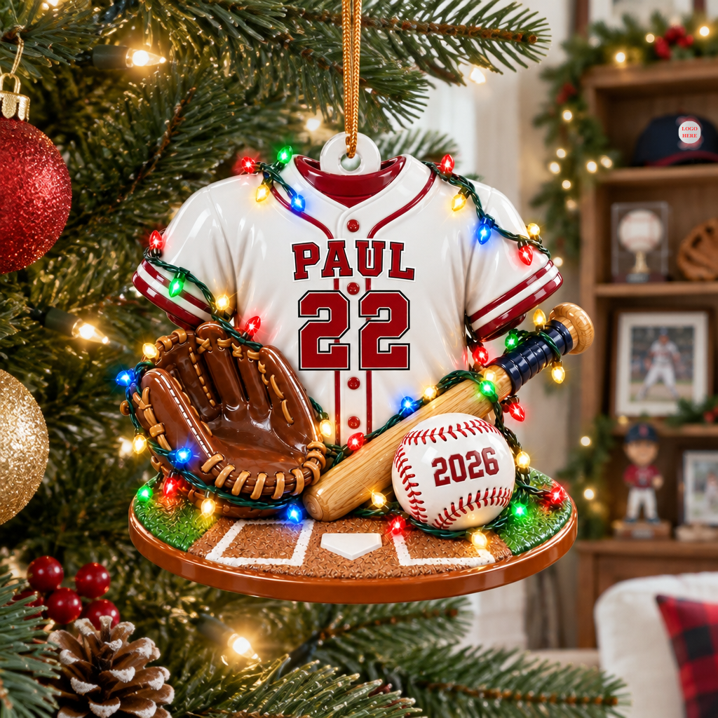 Custom Baseball Jersey Christmas Ornament With Name and Number, Personalized Holiday Gift for Baseball Lovers hn15102026