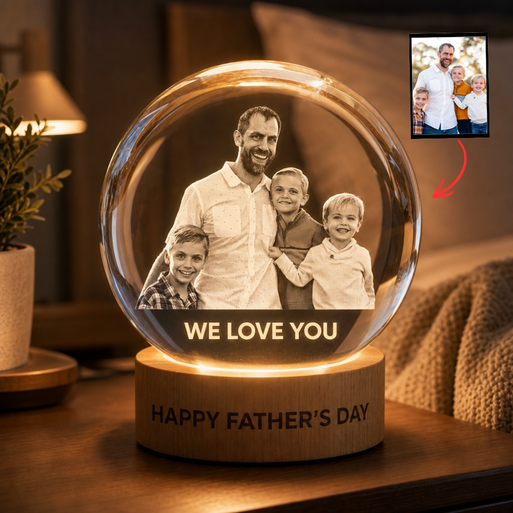 Custom Photo Lamp – Personalized Crystal Photo Light, Gift For Mom and Dad, Custom Engraved Night Light, Best Mom, Dad Ever LED Lamp