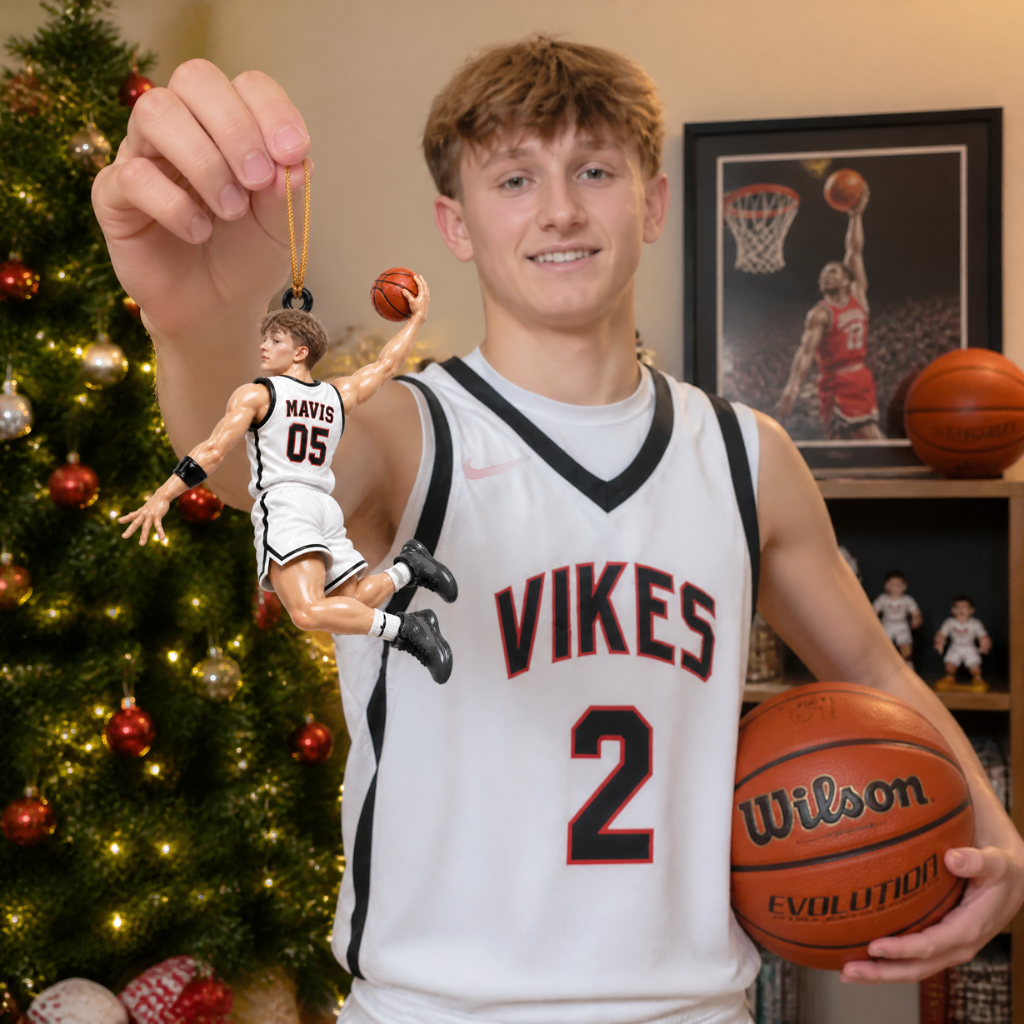 Custom Basketball Christmas Ornament With Photo and Name, Personalized Sports Holiday Decoration, Gift for Basketball Players and Fans hn17092026