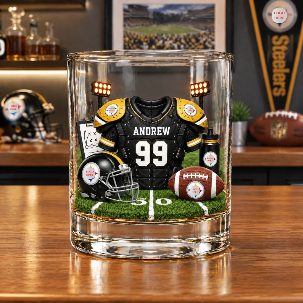 Custom Football Glass With Name, Personalized Sports Glassware, Gift for Football Fans, Players and Collectors hn12102026
