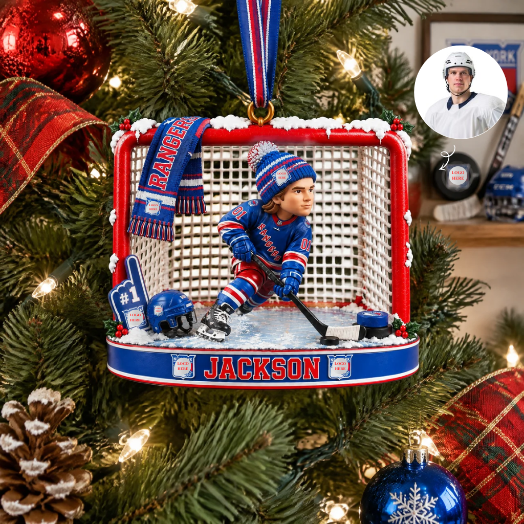 Custom Hockey Christmas Ornament With Photo and Name, Personalized Hockey Player Holiday Keepsake, Gift for Hockey Fans and Players hn09102026