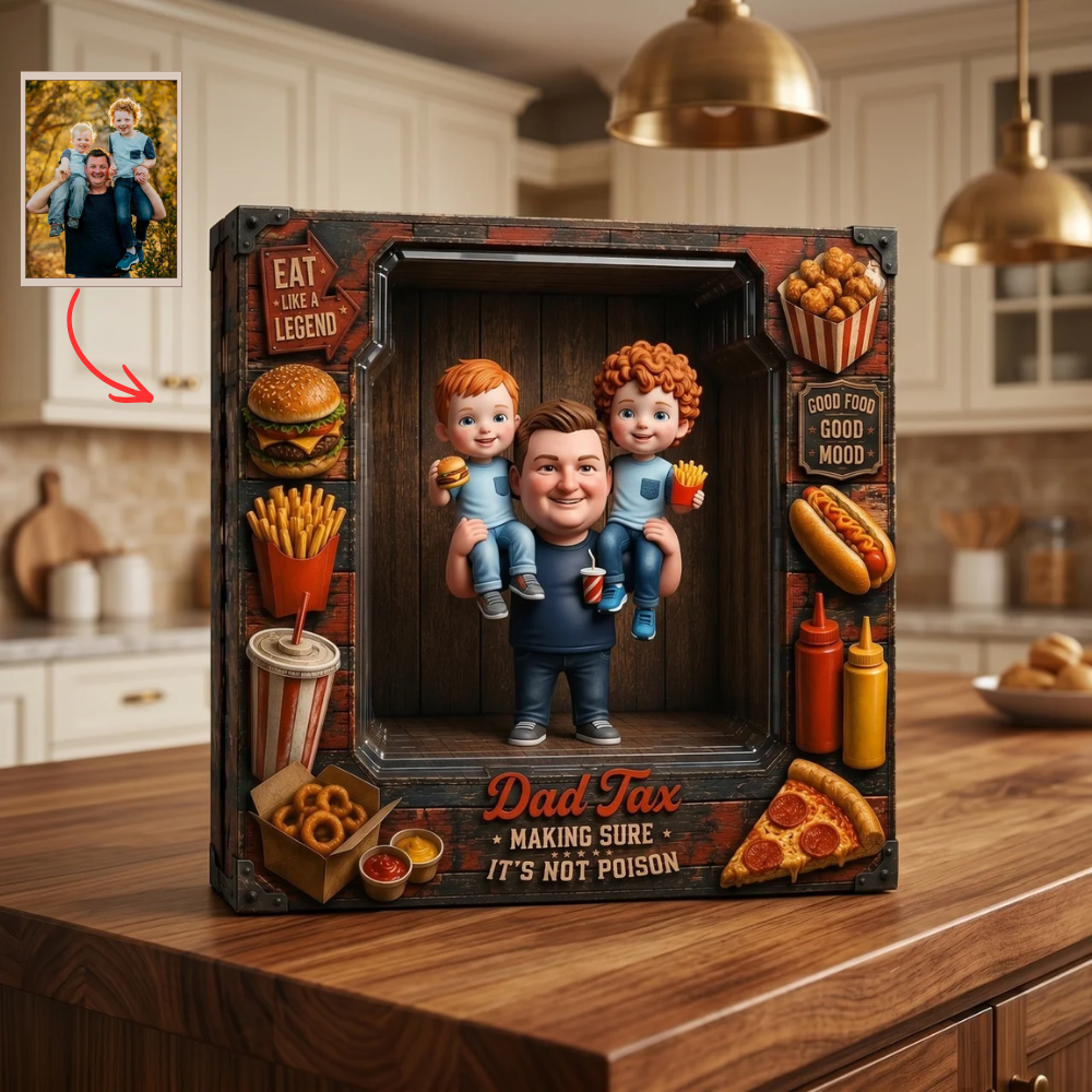 Custom Dad Tax Photo Plaque, Personalized Funny Dad Gift, Custom Family Fast Food Plaque for Dad, Father’s Day Keepsake, Personalized Photo Gift for Dad