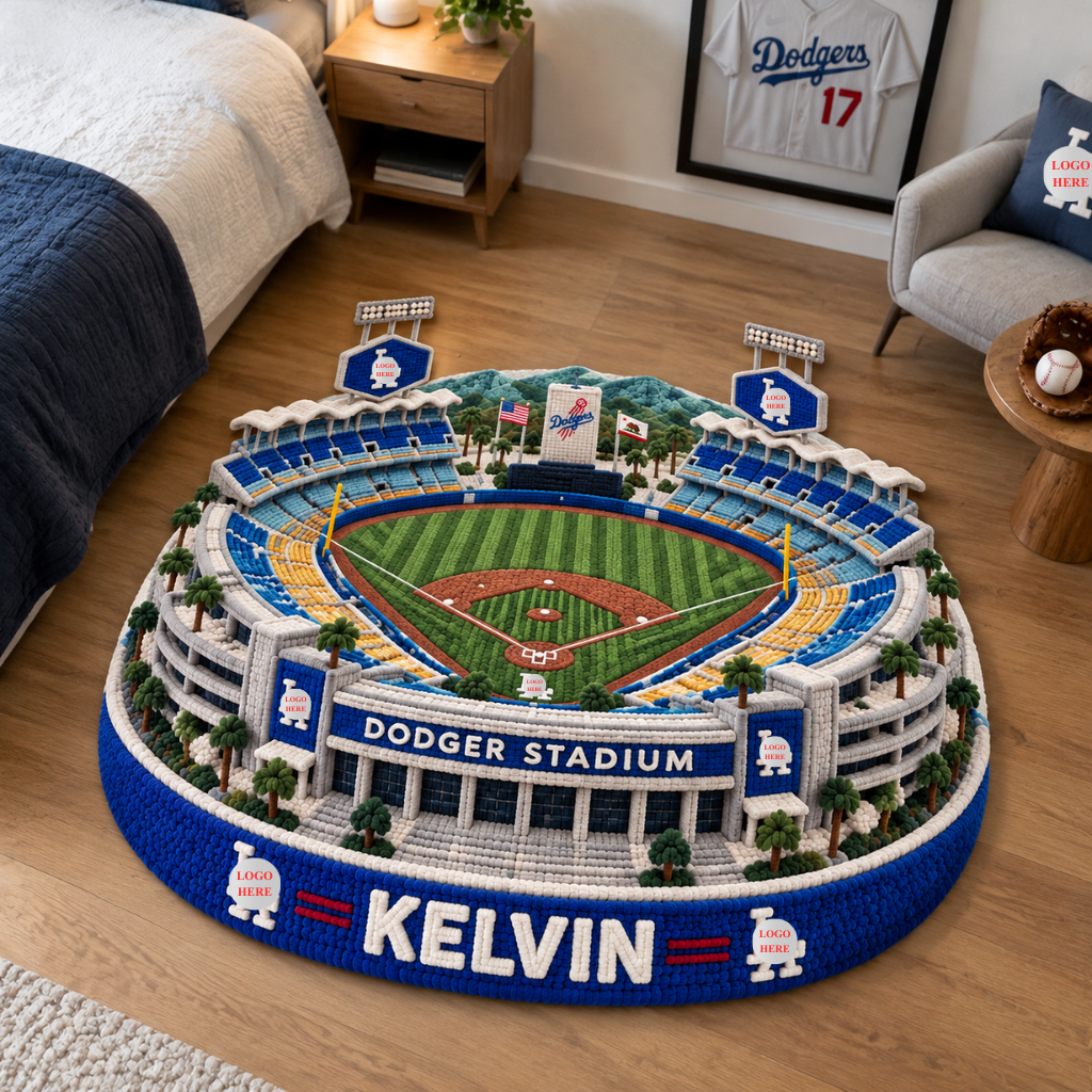 Custom Baseball Stadium Rug With Name, Personalized Tufted Ballpark Floor Decor, Unique Gift for Baseball Fans and Sports Collectors hn19102026