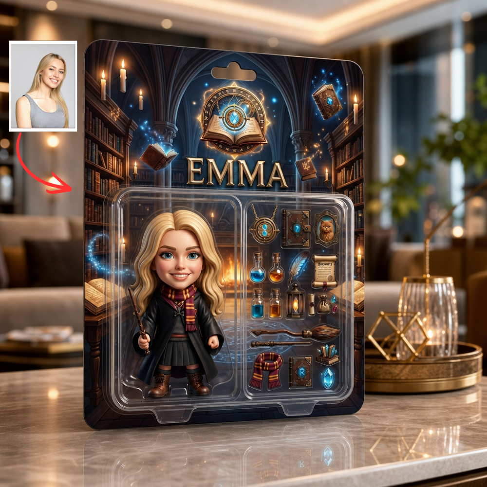 Custom Wizard Photo Plaque For Fans, Personalized Magic School Action Figure Plaque, Custom Name Fantasy Collectible Display, Personalized Fan Gift For Him, Custom Character Photo Plaque, Fantasy Movie Inspired Gift