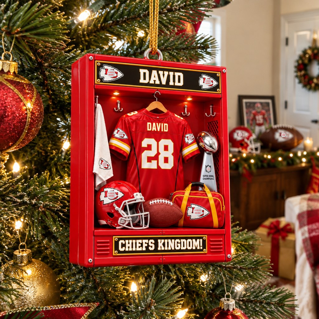 Custom Football Locker Christmas Ornament With Name, Personalized Holiday Gift for Football Fans and Sports Collectors hn15102026