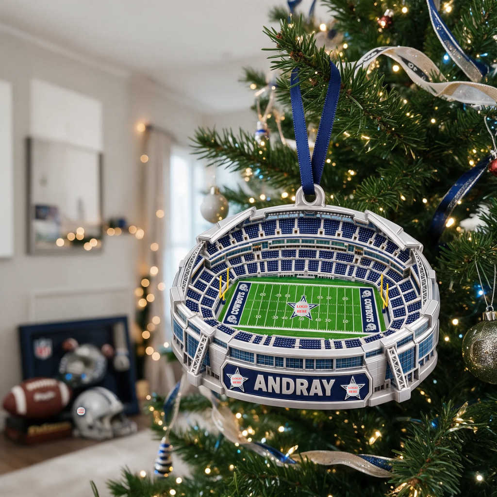 Custom Football Stadium Christmas Ornament With Name, Personalized Sports Holiday Keepsake, Gift for Football Fans and Collectors hn 09102026