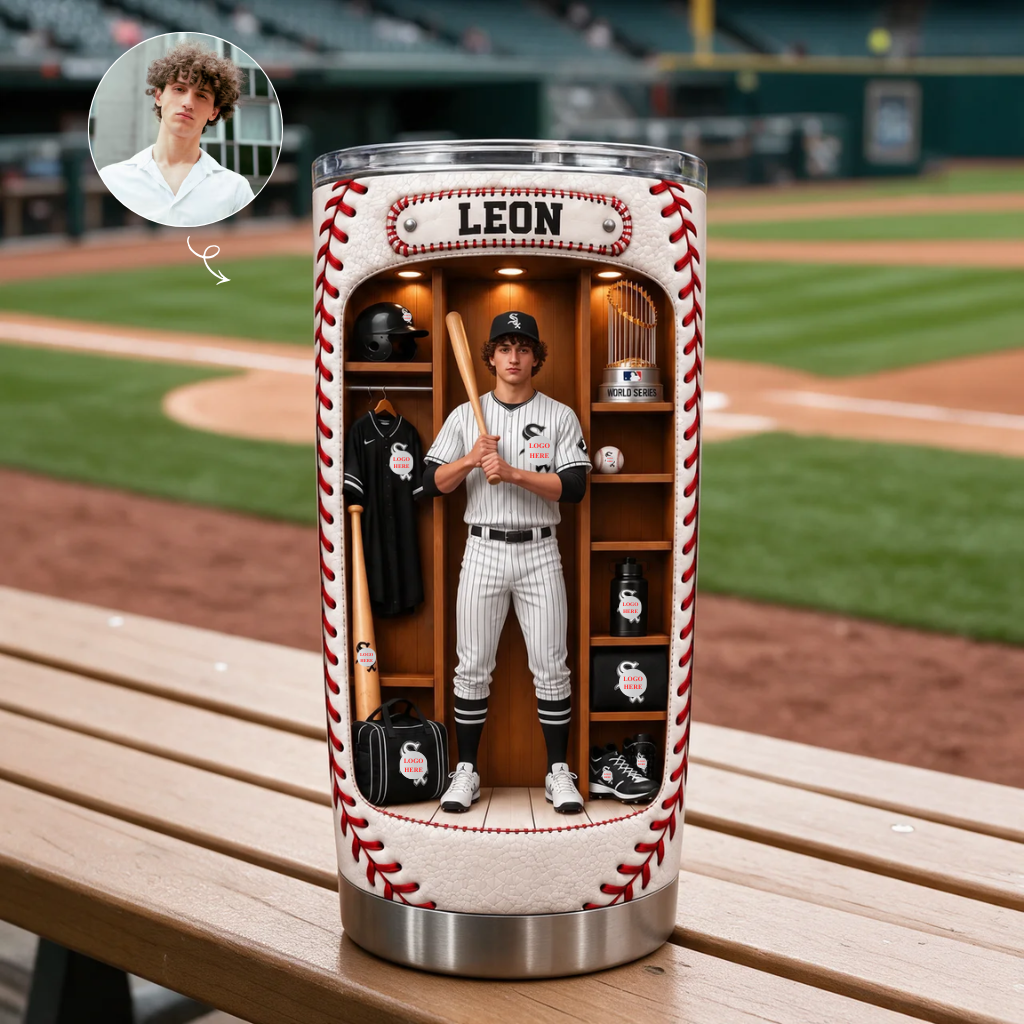 Custom Baseball Tumbler With Photo and Name, Personalized Sports Travel Tumbler, Gift for Baseball Fans, Players and Collectors hn13102026