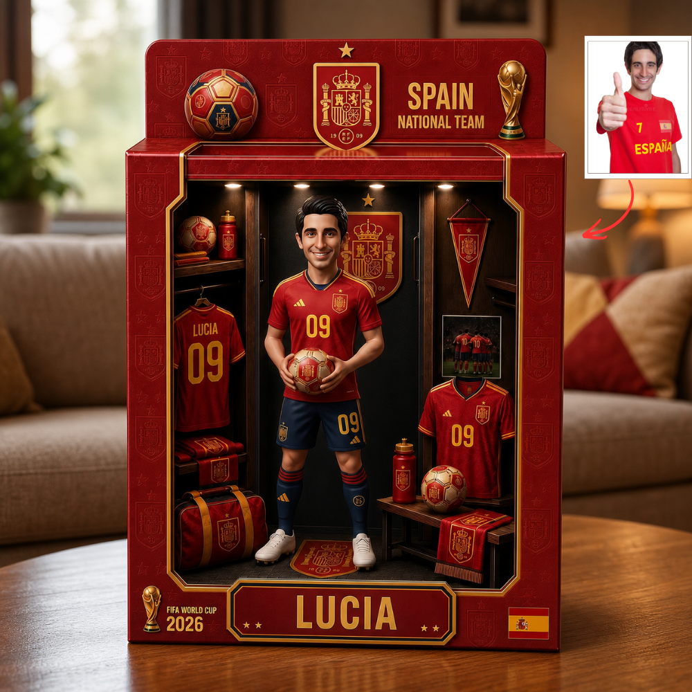 Custom Photo Pro Soccer Locker Room Box Plaque - Personalized National Team Fan Keepsake Gift