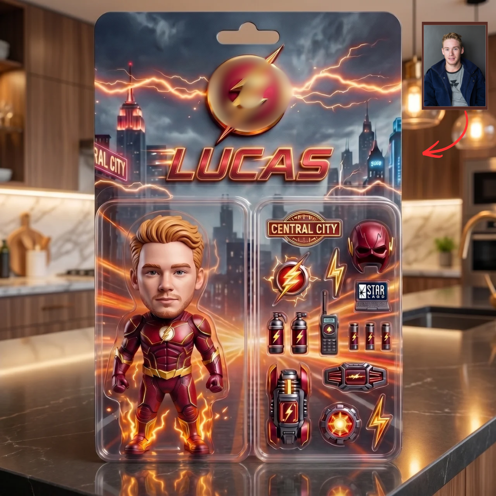 Custom Superhero Action Figure Plaque, Personalized Fan Photo Plaque, Custom Comic Hero Collectible Gift, Personalized Action Figure Display for Fans