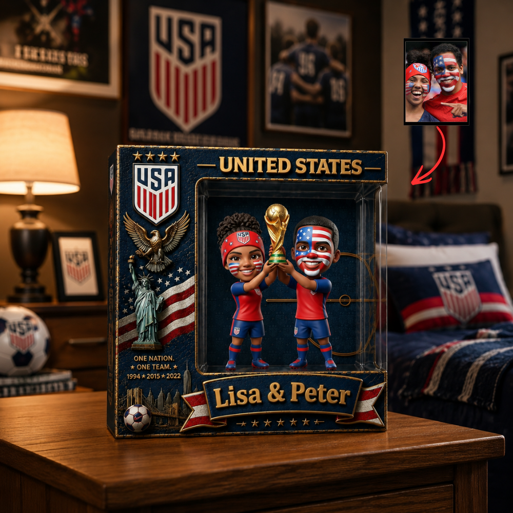 Personalized USA Soccer Fan Photo Plaque, Custom Football Fan Keepsake Gift, USA Team Supporter Acrylic Plaque, Custom Sports Gift for Him