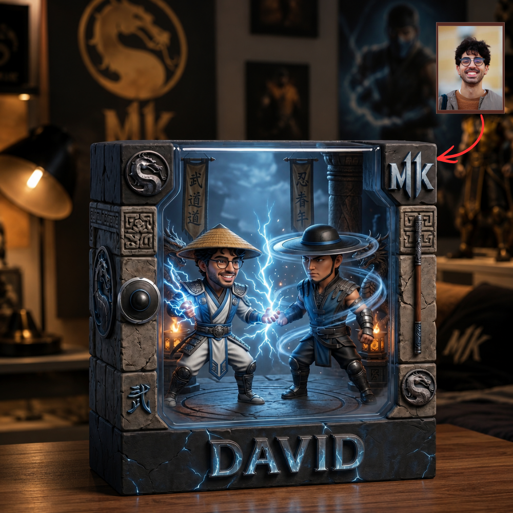 Custom Fighting Game Photo Plaque, Personalized Gamer Fan Gift, Custom Action Figure Display Plaque, Gaming Room Decor, Personalized Gift for Game Fans