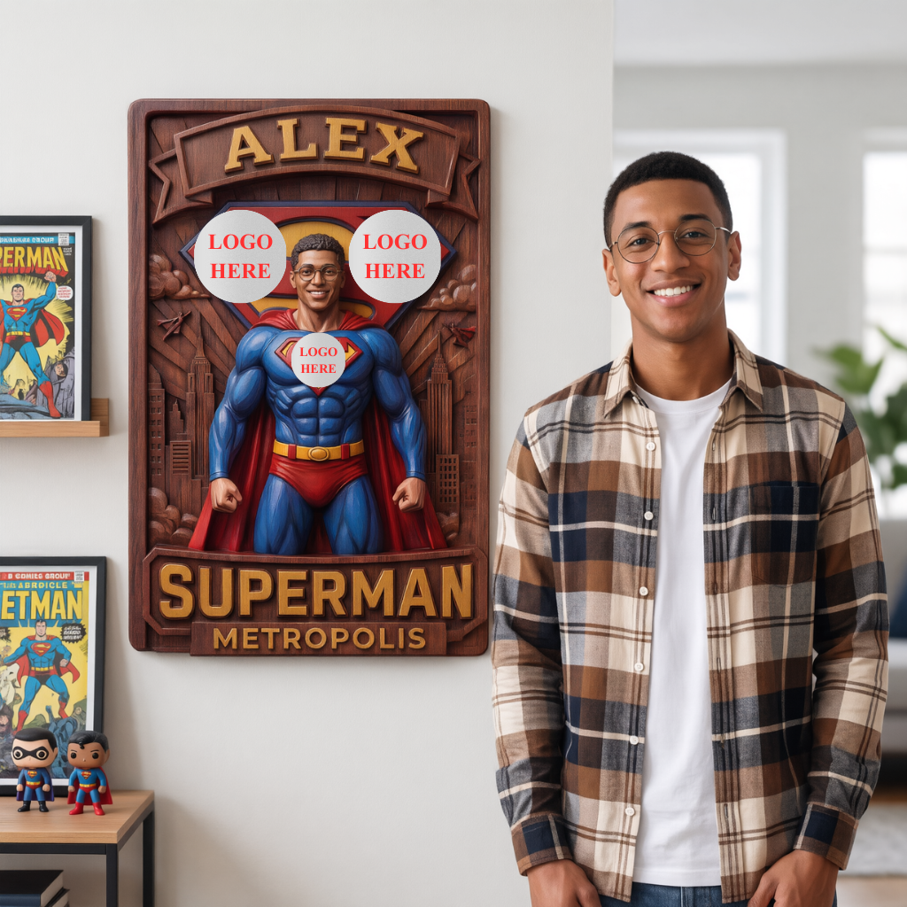 Custom Comic Character Metal Sign With Photo and Name, Personalized Hero Wall Decor, Gift for Comic Fans and Collectors hn16092026