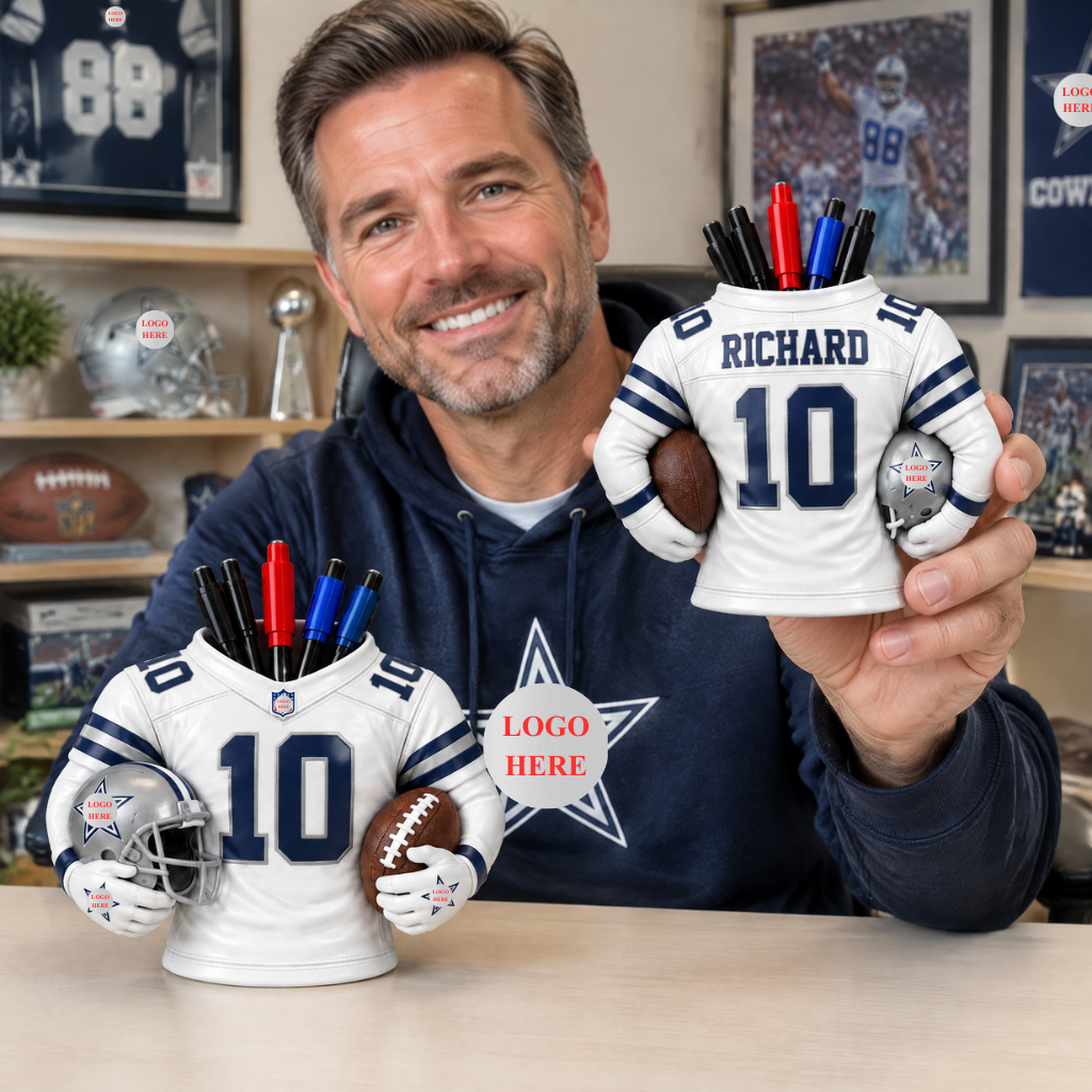 Custom Football Jersey Pen Holder With Name, Personalized Desk Organizer, Gift for Football Fans and Sports Lovers hn30092026