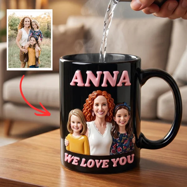 Personalized Mom Heat Changing Mug – Custom Photo Family Mug, Mother’s Love Coffee Mug, Color Changing Mug Gift for Mom, Custom Name Mug