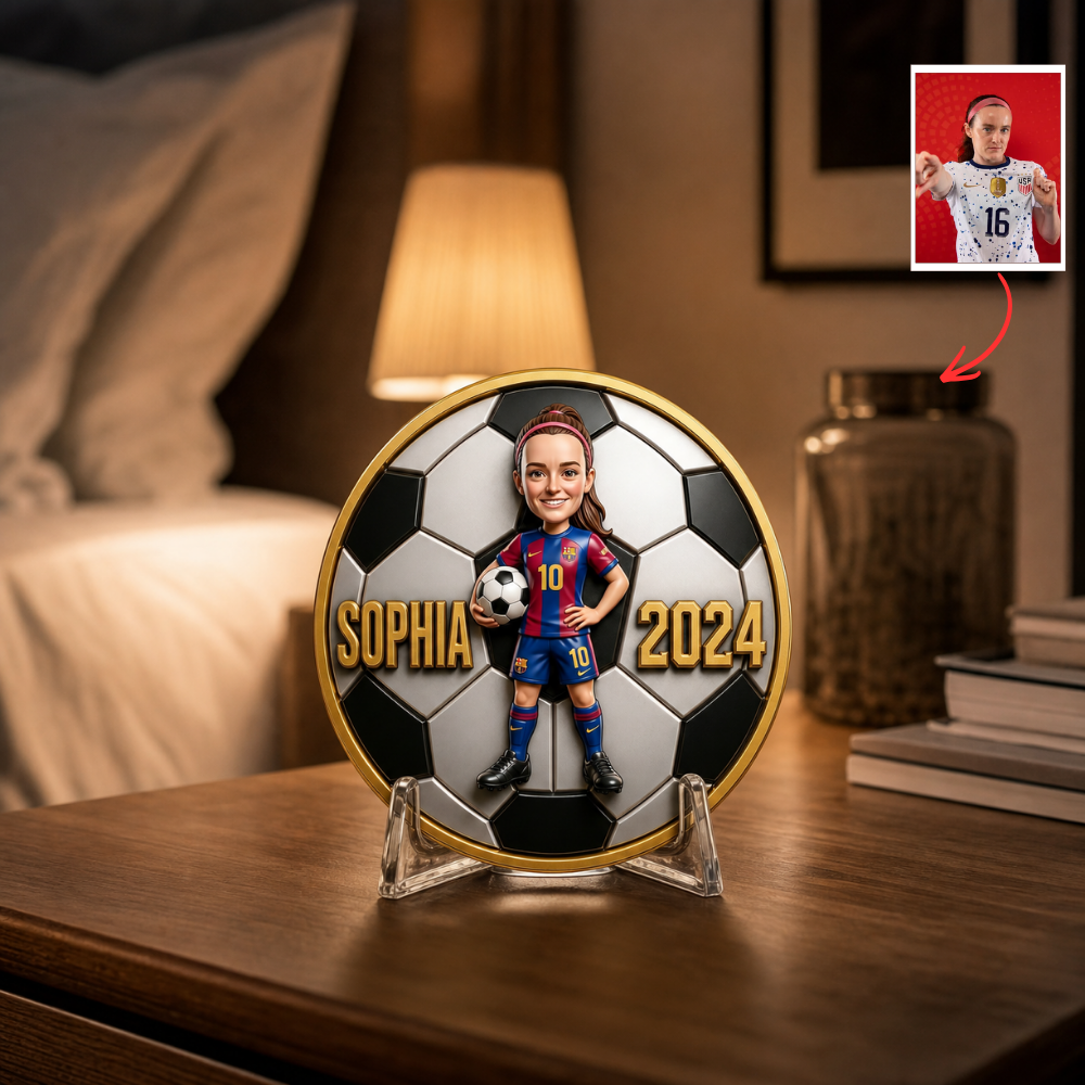 Custom Photo Soccer Challenge Coin - Personalized Football Legend Commemorative Keepsake Gift
