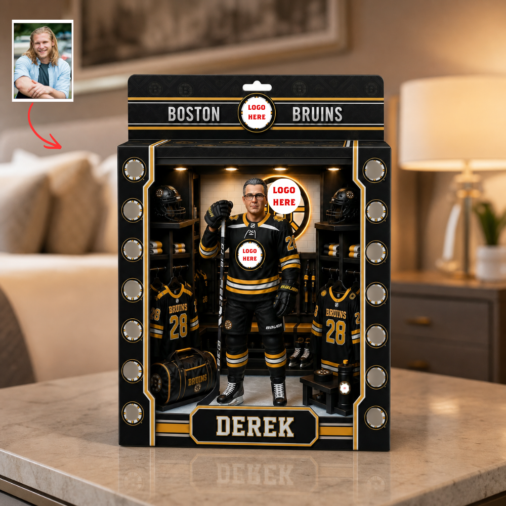 Custom Photo Pro Ice Hockey Locker Room Box Plaque - Personalized City Fan "Man Cave" Gift