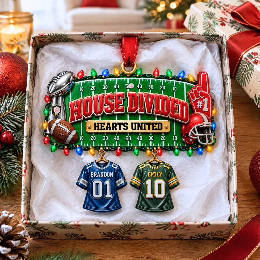 Custom Football Family Christmas Ornament With Names, Personalized Sports Holiday Decor, Gift for Football Fans and Families hn09102026